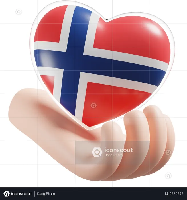 Heart Hand Care Flag Of Norway Flag 3D Icon