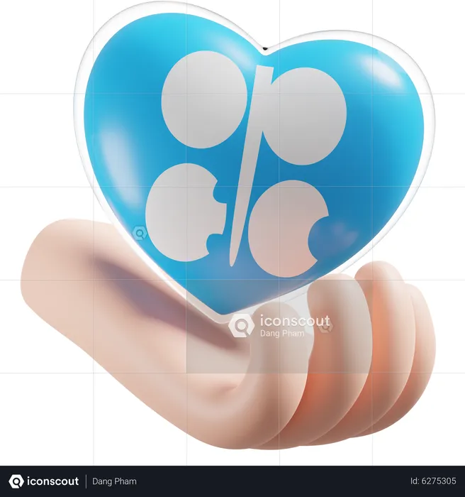 Heart Hand Care Flag Of OPEC Flag 3D Icon