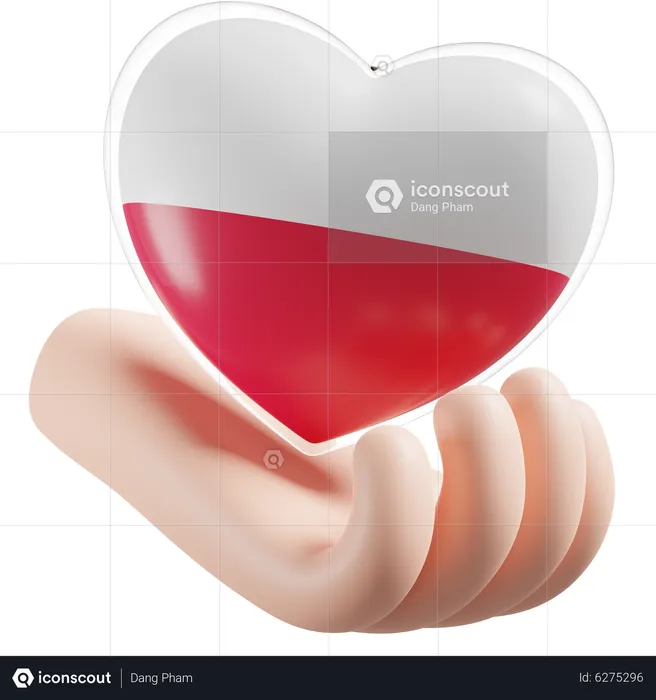 Heart Hand Care Flag Of Poland Flag 3D Icon