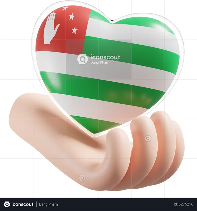 Heart Hand Care Flag Of Republic of Abkhazia Flag 3D Icon