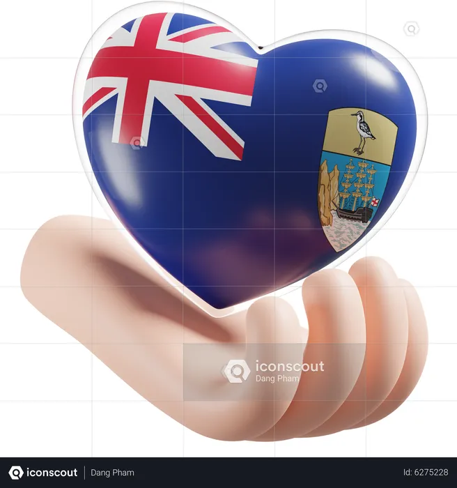 Heart Hand Care Flag Of Saint Helena Flag 3D Icon