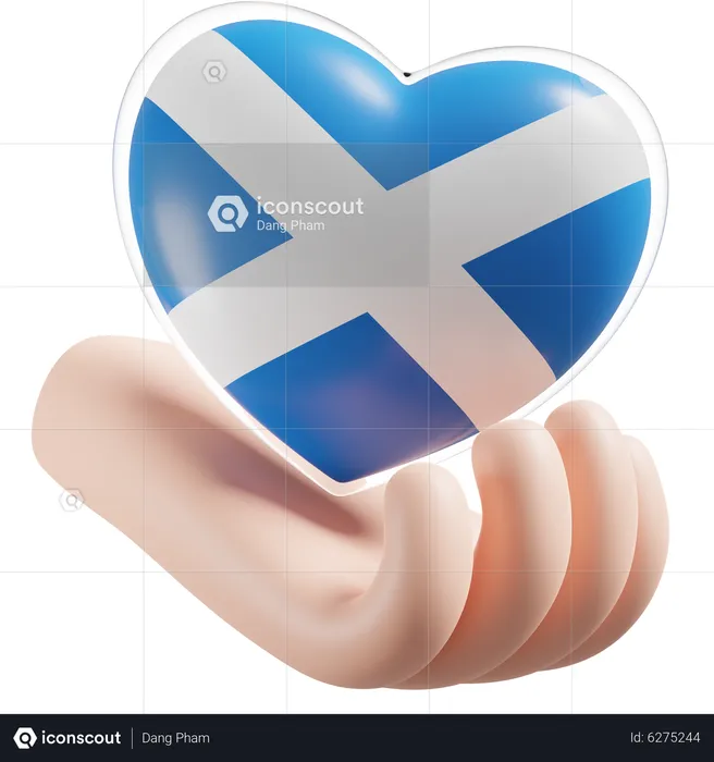 Heart Hand Care Flag Of Scotland Flag 3D Icon