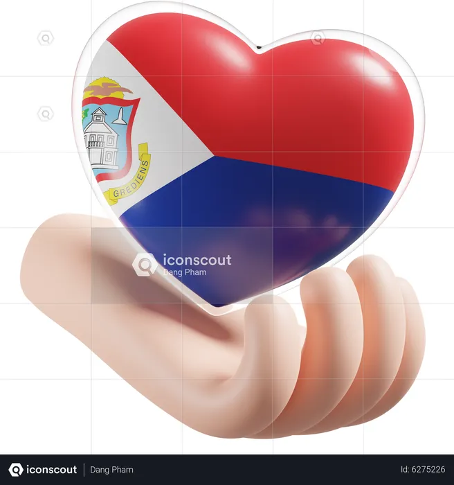 Heart Hand Care Flag Of Sint Maarten Flag 3D Icon
