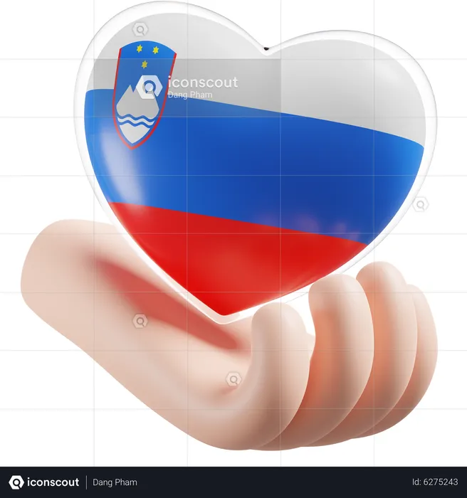 Heart Hand Care Flag Of Slovenia Flag 3D Icon