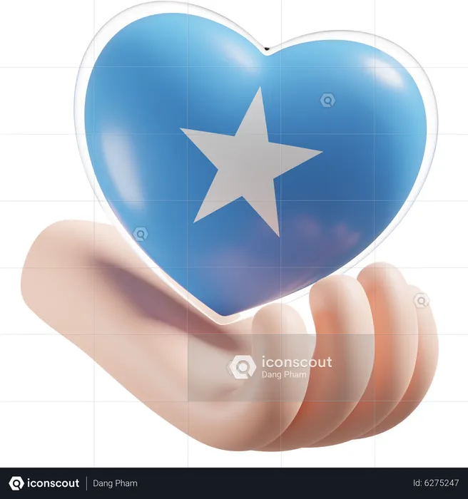 Heart Hand Care Flag Of Somalia Flag 3D Icon