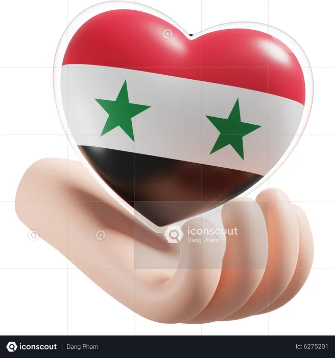 Heart Hand Care Flag Of Syria Flag 3D Icon