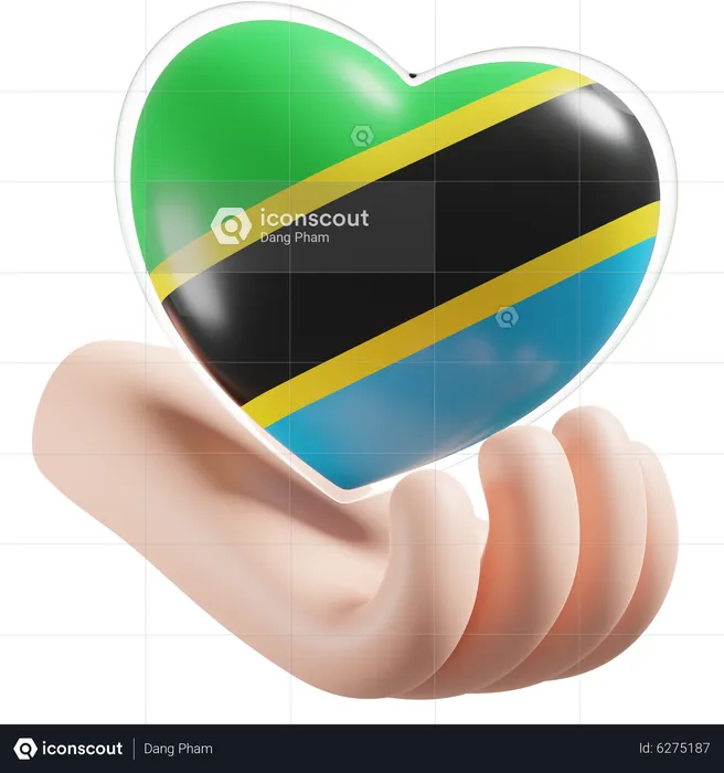 Heart Hand Care Flag Of Tanzania Flag 3D Icon