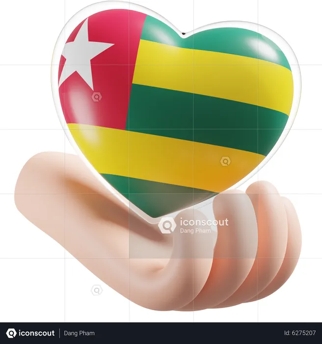 Heart Hand Care Flag Of Togo Flag 3D Icon