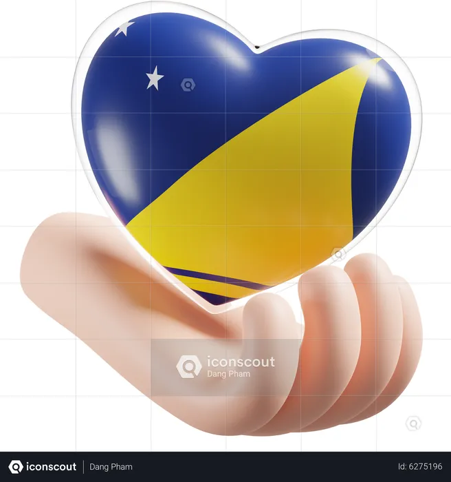 Heart Hand Care Flag Of Tokelau Flag 3D Icon