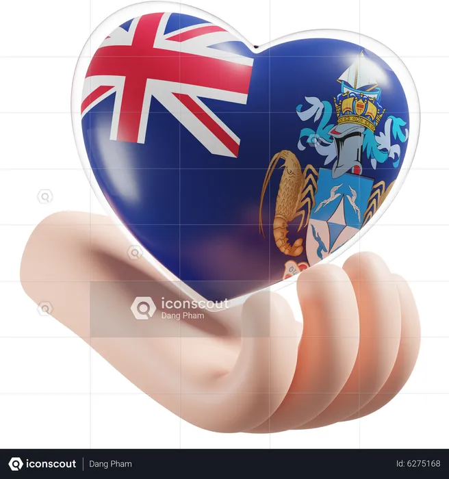 Heart Hand Care Flag Of Tristan da Cunha Flag 3D Icon