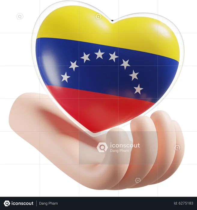 Heart Hand Care Flag Of Venezuela Flag 3D Icon