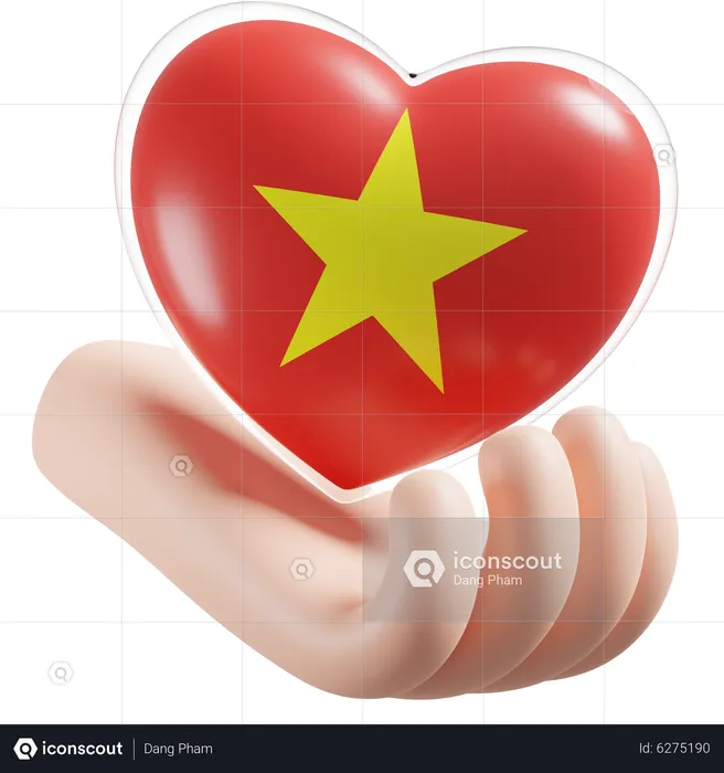 Heart Hand Care Flag Of Vietnam Flag 3D Icon