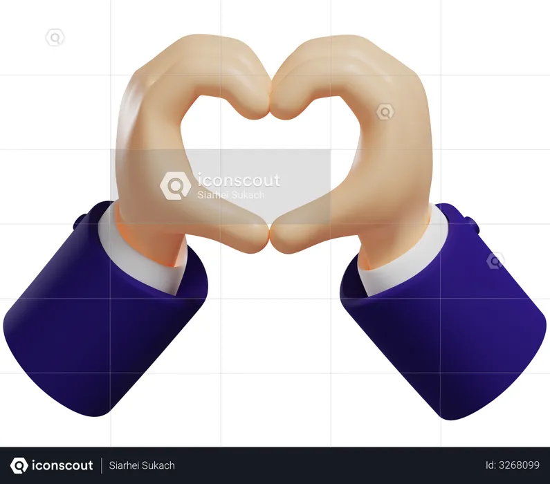 Heart Hand Gesture  3D Illustration