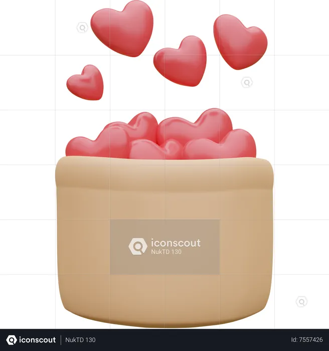 Heart In Basket  3D Icon