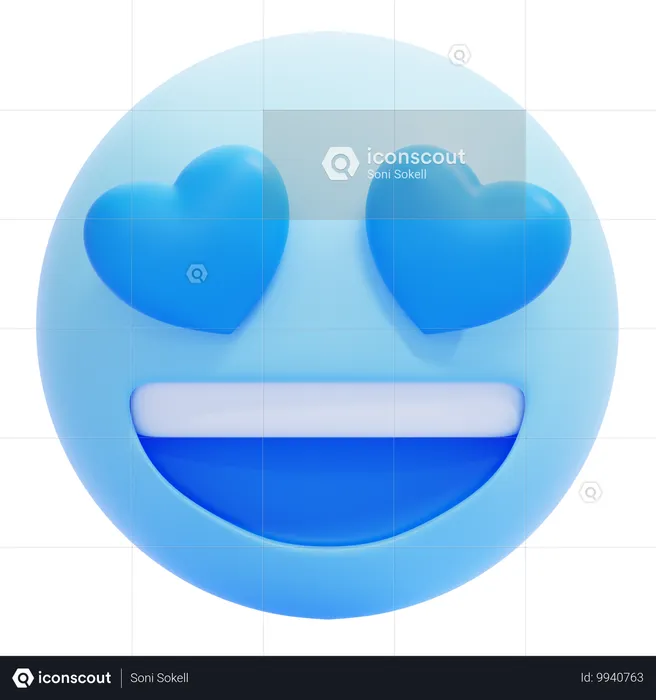 目にハートの絵文字 Emoji 3D Icon