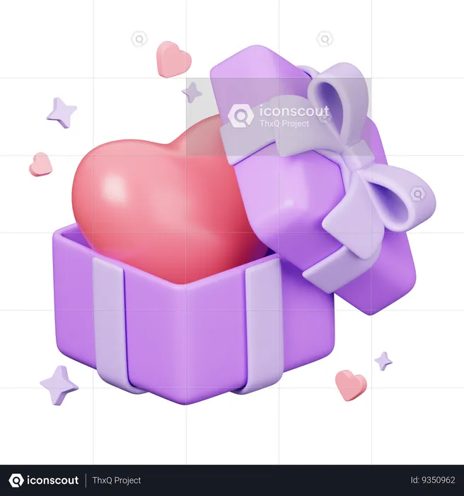 Heart In Gift Box  3D Icon