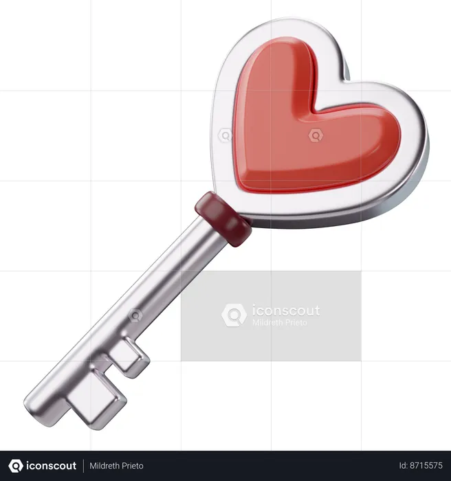 Heart Key  3D Icon