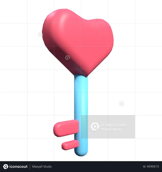 Heart Key  3D Illustration