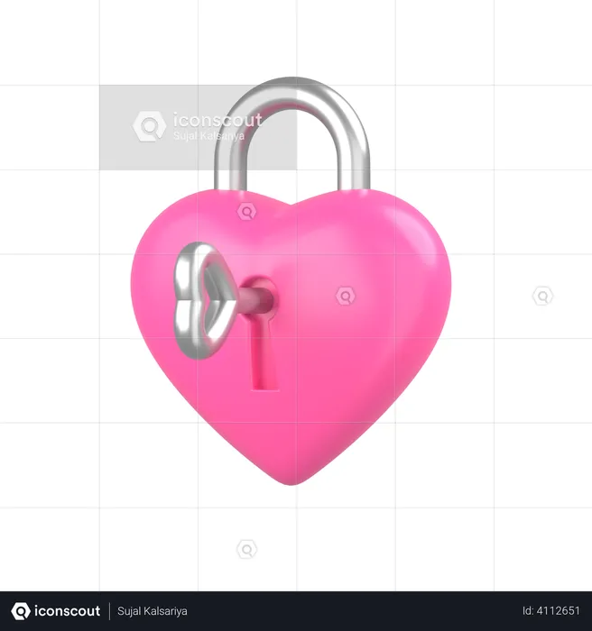 Heart Lock  3D Illustration
