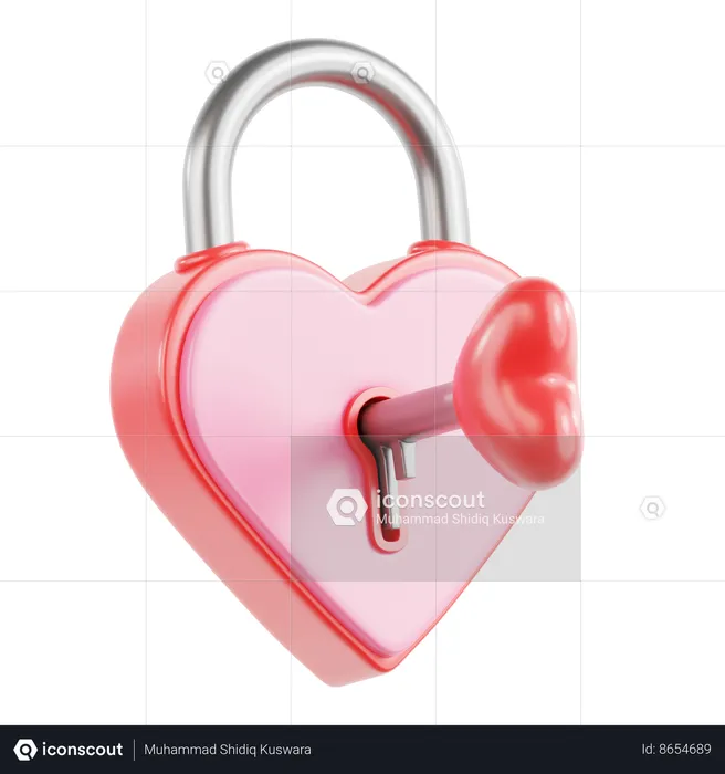 Heart Padlock  3D Icon