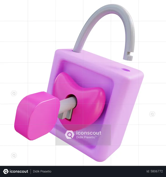 Heart Padlock  3D Icon