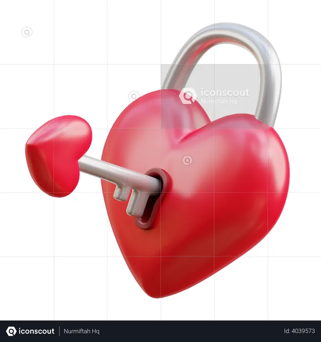 Heart Padlock  3D Icon