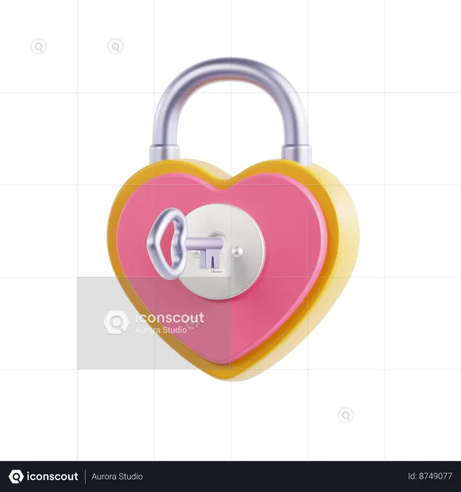 Heart Padlock  3D Icon