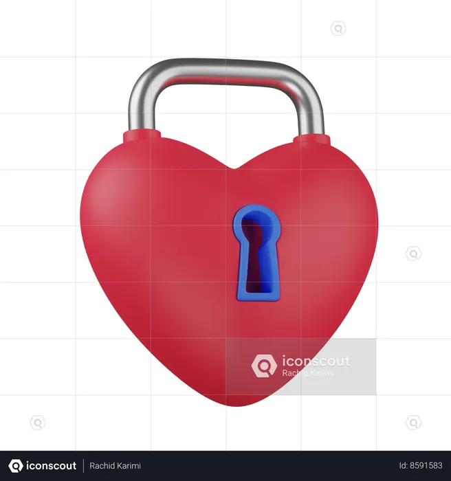 Heart Padlock  3D Icon