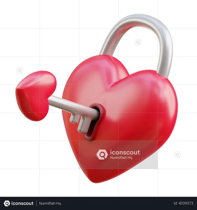 Heart Padlock  3D Icon