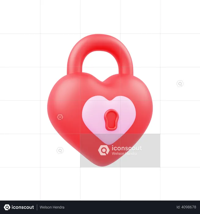 Heart Padlock  3D Icon