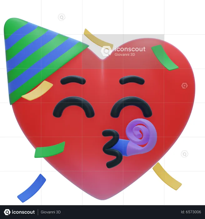 Heart party emoji Emoji 3D Icon