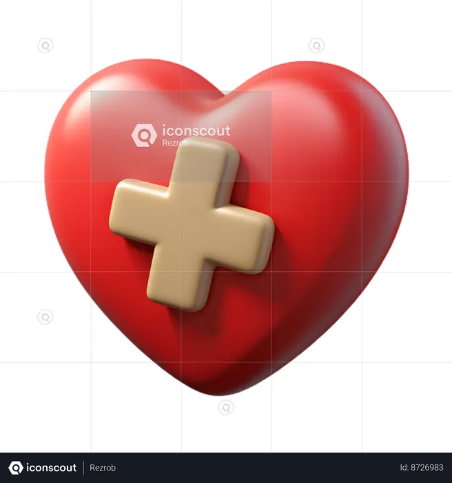 Heart plus  3D Icon
