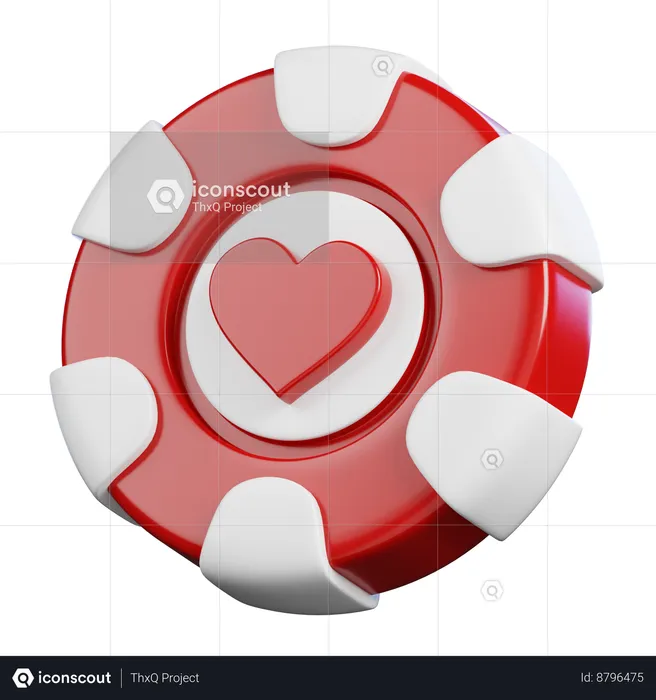 Heart Poker Chip  3D Icon