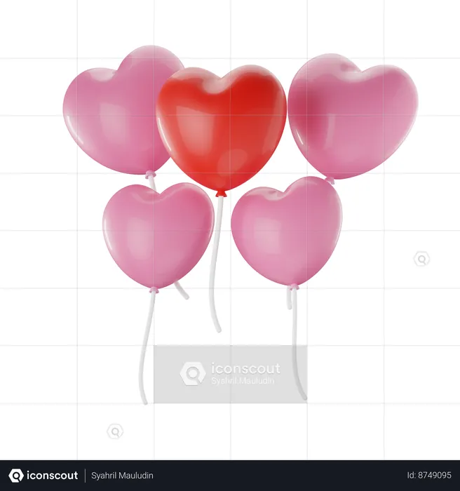 Heart Shape Balloons  3D Icon