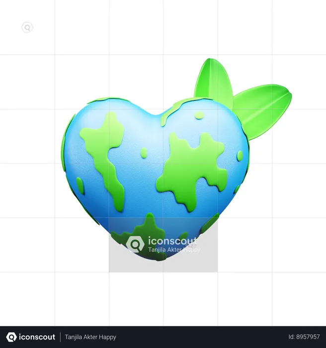 Heart Shape Earth  3D Icon