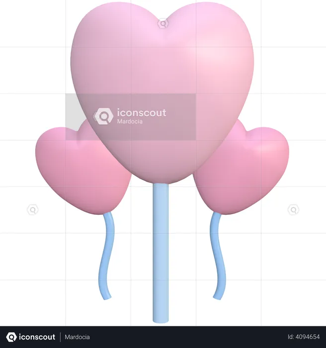 Heart shaped ballloon  3D Illustration
