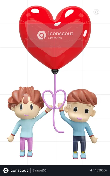 Heart Shaped Balloon  3D Icon