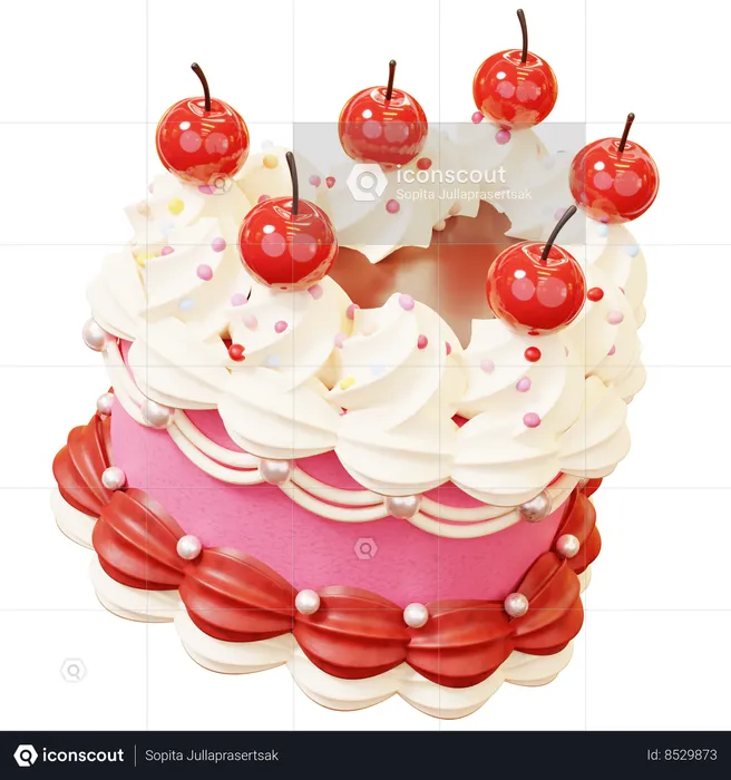 Heart Shaped Cake  3D Icon