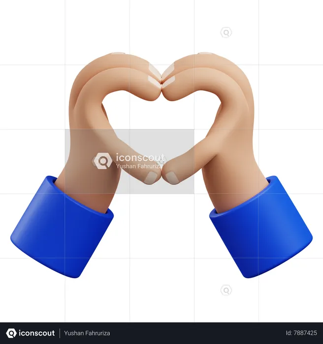 Heart Sign hand gesture  3D Icon