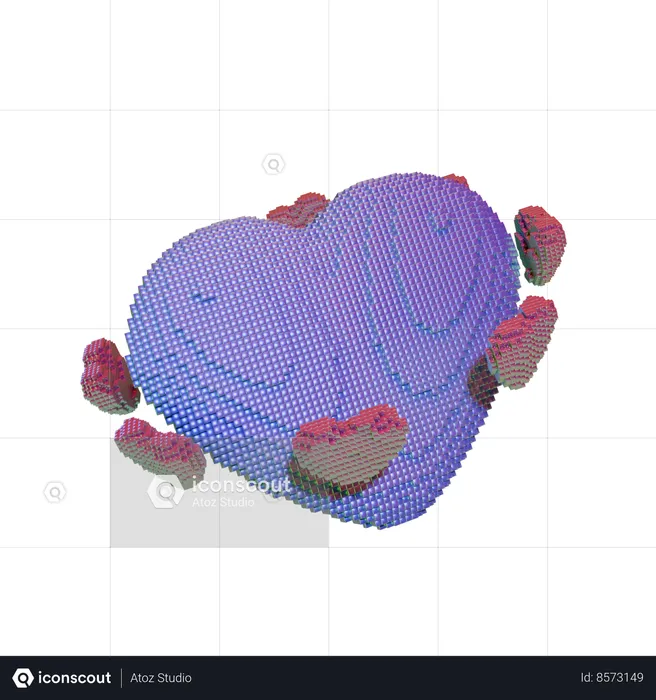 Heart Sphere Around Big Heart  3D Icon