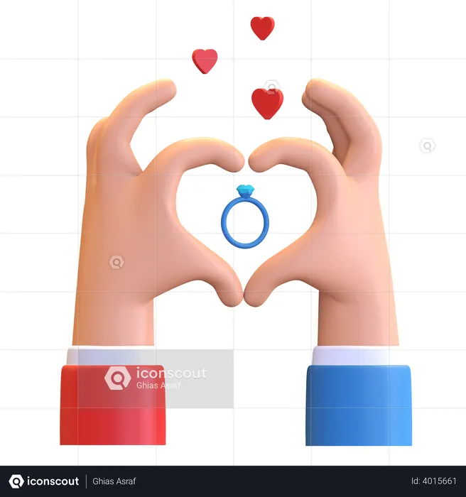 Heart with hands  3D Illustration