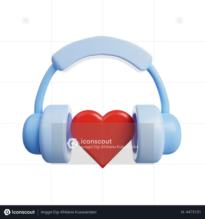 Heart With Headset  3D Illustration