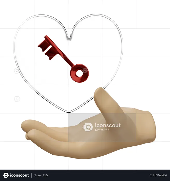 Heart With Key  3D Icon