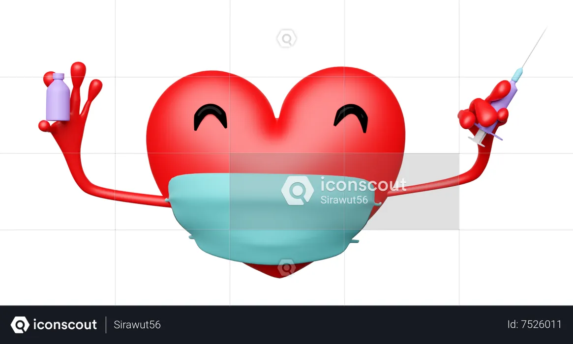 Heart With Mask  3D Icon