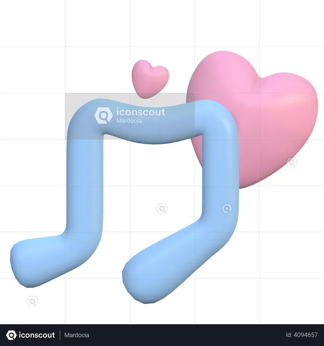 Heart with musical notes  3D Illustration