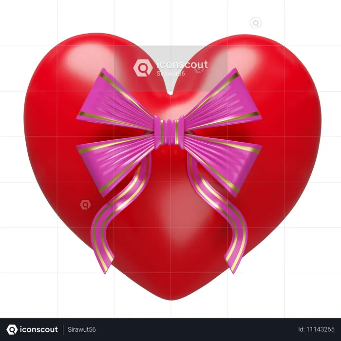 Heart with ribbon  3D Icon