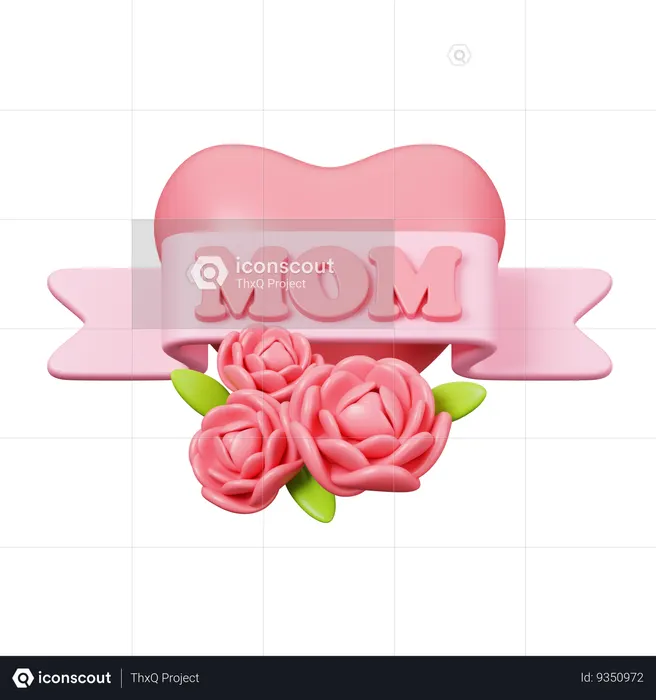 Heart With Roses  3D Icon