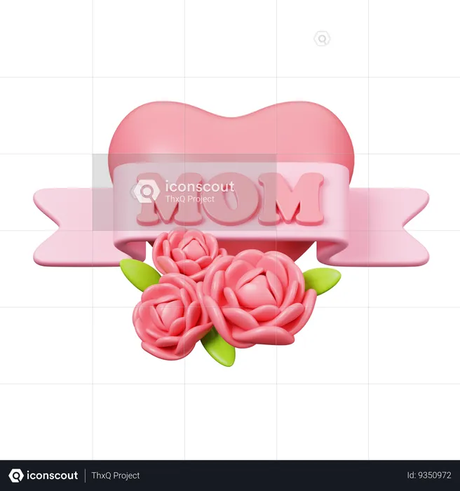 Heart With Roses  3D Icon