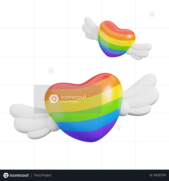 Heart with wing  3D Icon