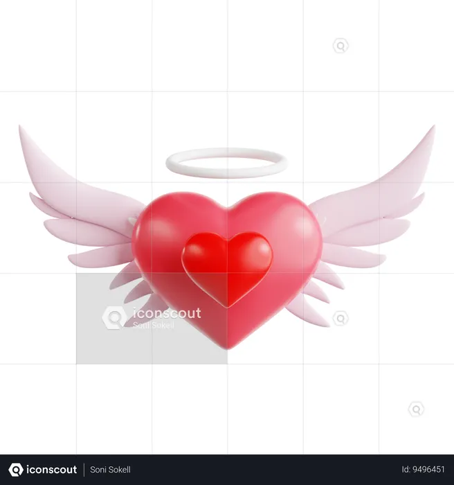 Heart with Wings  3D Icon